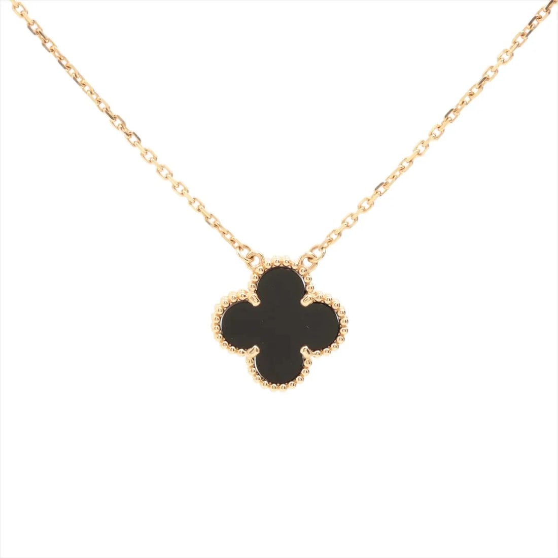 VAN CLEEF & ARPELS ALHAMBRA ONYX NECKLACE: Van Cleef & Arpels Alhambra Onyx Necklace Brand: Van Cleef & Arpels Type/Style: Necklace Material: 750(YG) Color: Not Specified Size: (CM) Chain length:42.2 (Inch) Chain Length:16.6inch Accessories: