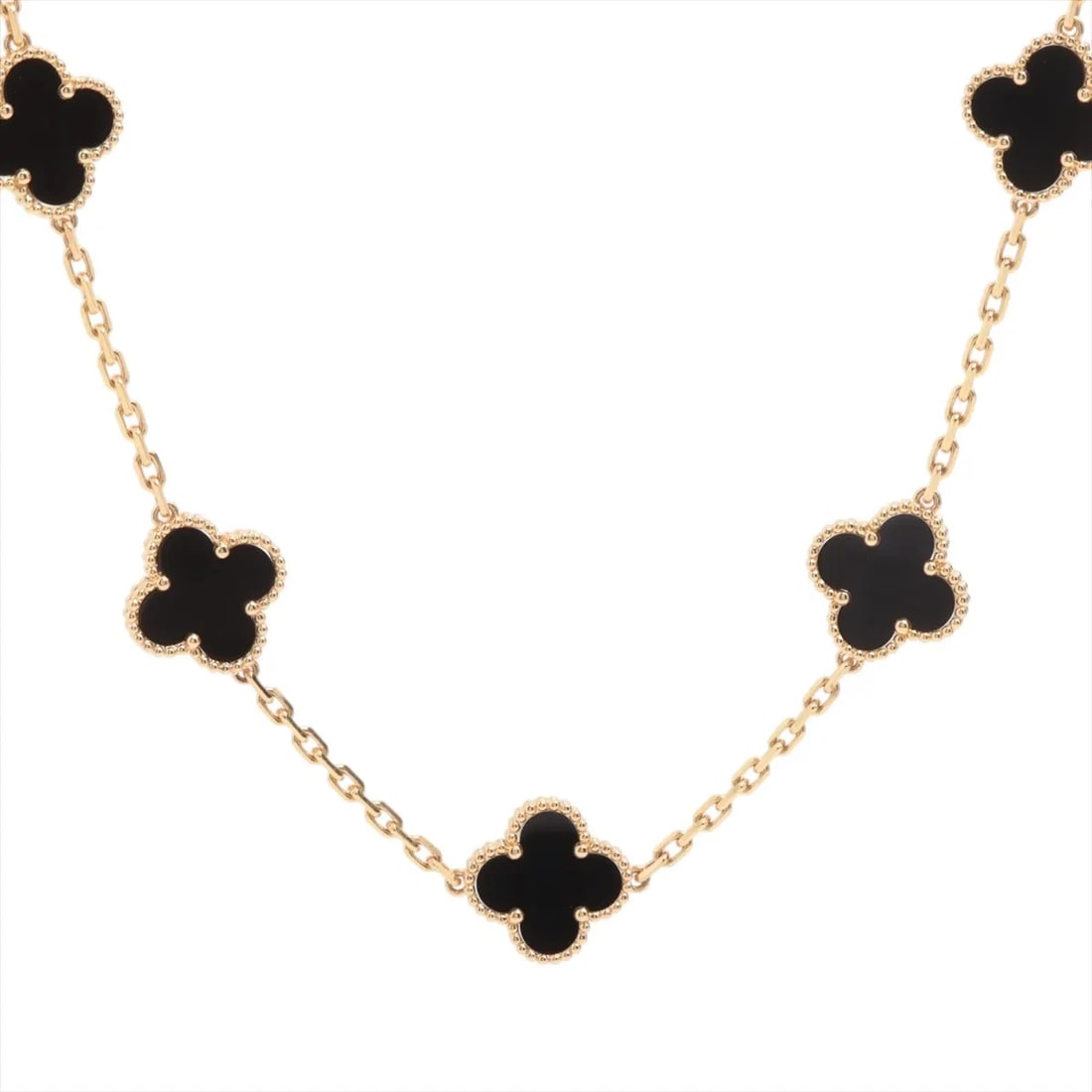 VAN CLEEF & ARPELS ALHAMBRA ONYX NECKLACE: Van Cleef & Arpels Alhambra Onyx Necklace Brand: Van Cleef & Arpels Type/Style: Necklace Material: 750(YG) Color: Not Specified Size: (CM) Chain length:85.5 (Inch) Chain Length:33.7inch Accessorie