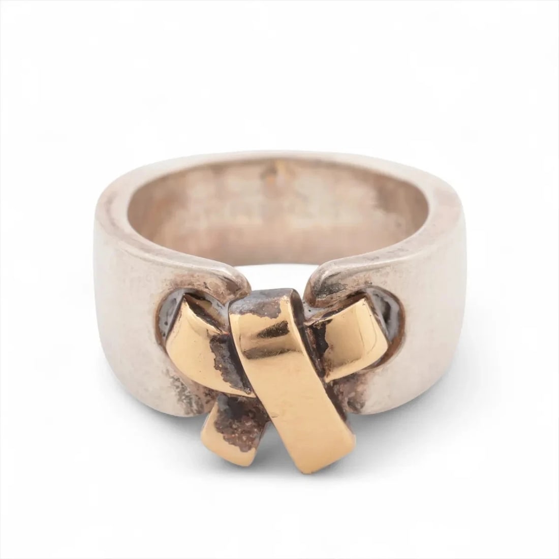 HERMES RUSSET RING 925: Hermes Russet Ring 925 Brand: Hermès Type/Style: Ring Material: 925 Color: Gold × Silver Size: 4.5 US Accessories: None Accessories Notice: When purchasing pre-owned goods, please refer to the