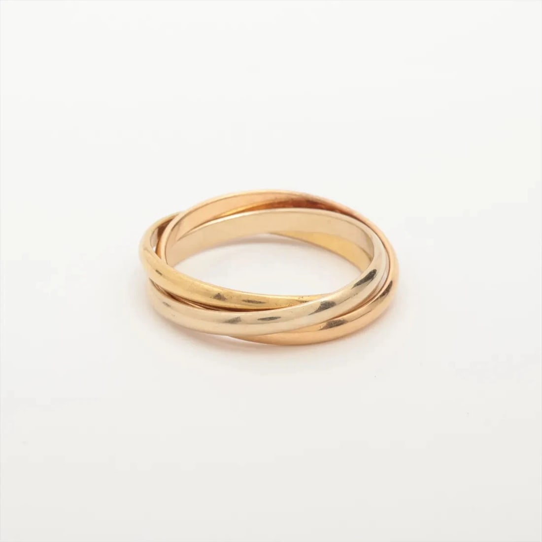 CARTIER TRINITY RING 750: Cartier Trinity Ring 750 Brand: Cartier Type/Style: Ring Material: 750(YG×PG×WG) Color: Not Specified Size: 4.75 - 5 US Accessories: None Accessories Notice: When purchasing pre-owned goods, please