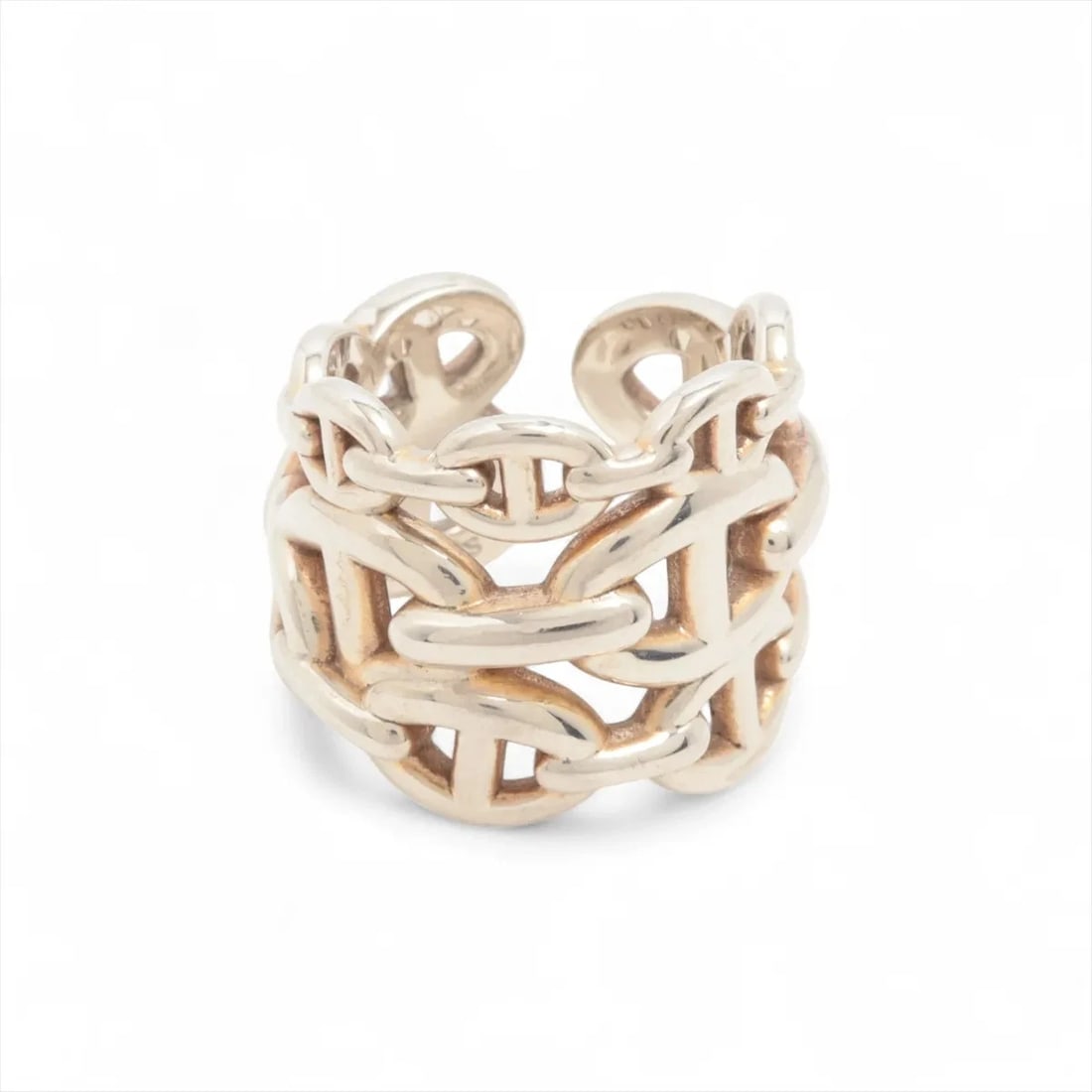 HERMES CHAINE D'ANCRE ENCHAINEE RING 925: Hermes Chaine d'Ancre Enchainee Ring 925 Brand: Hermès Type/Style: Ring Material: 925 Color: Silver Size: 6 US Accessories: None Accessories Notice: When purchasing pre-owned goods, please refer to