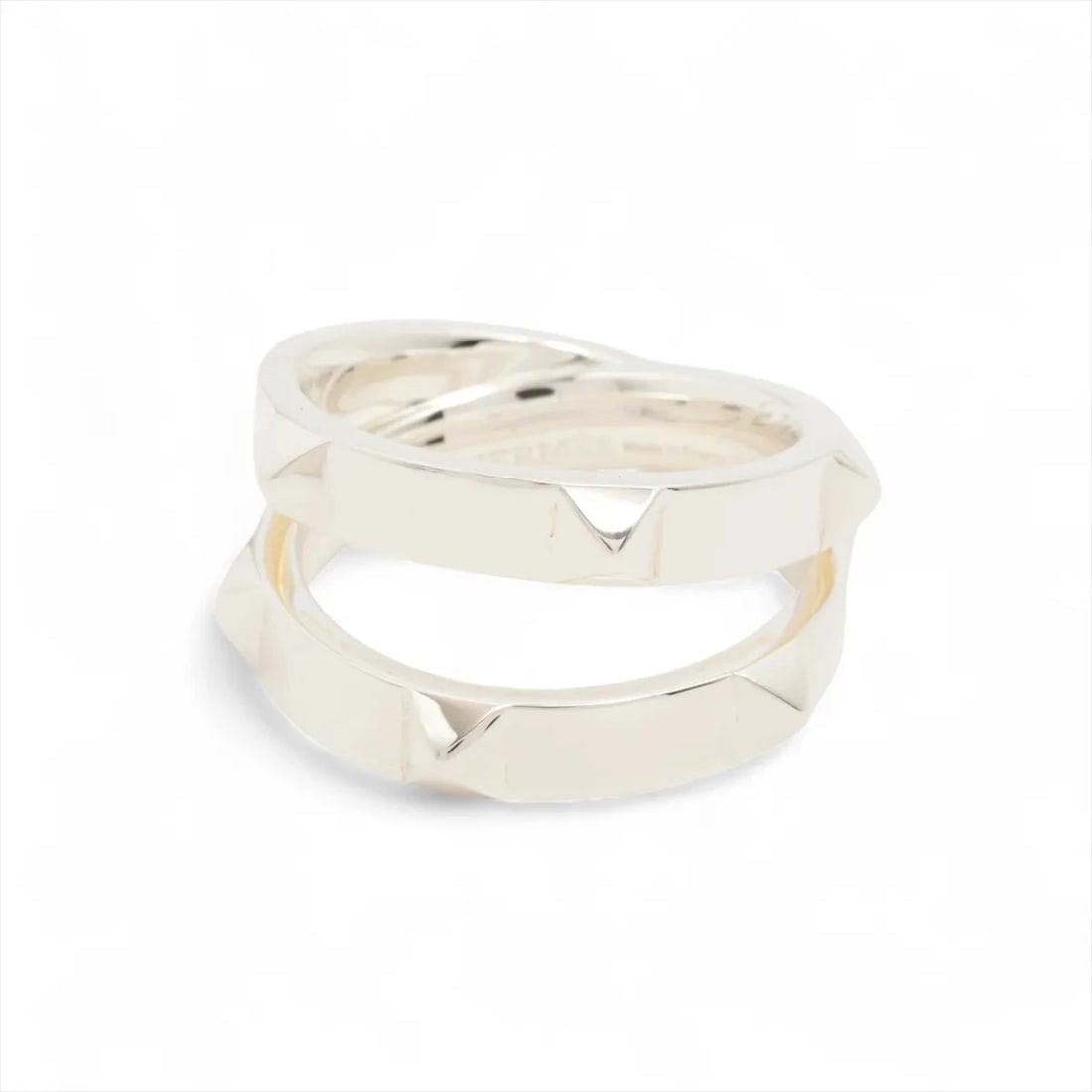 HERMES MINI CREW DOUBLE RING: Hermes mini crew double Ring Brand: Hermès Type/Style: Ring Material: 925 Color: Silver Size: 8.25 - 8.5 US Accessories: None Accessories Notice: When purchasing pre-owned goods, please refer to the