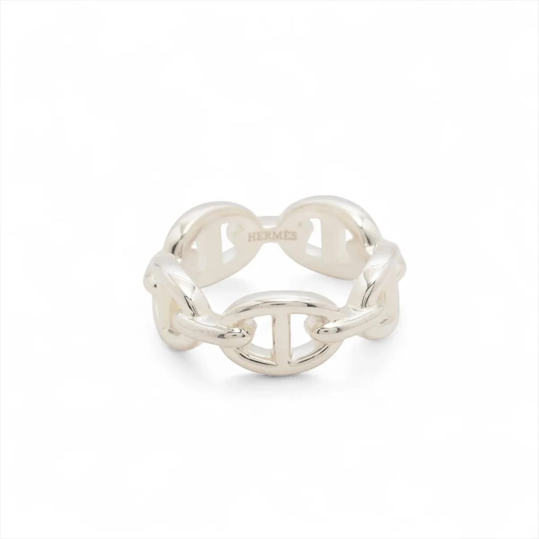 HERMES CHAINE D'ANCRE ENCHAINEE RING: Hermes Chaine d'Ancre Enchainee Ring Brand: Hermès Type/Style: Ring Material: 925 Color: Silver Size: 5.5 - 5.75 US Accessories: None Accessories Notice: When purchasing pre-owned goods, please