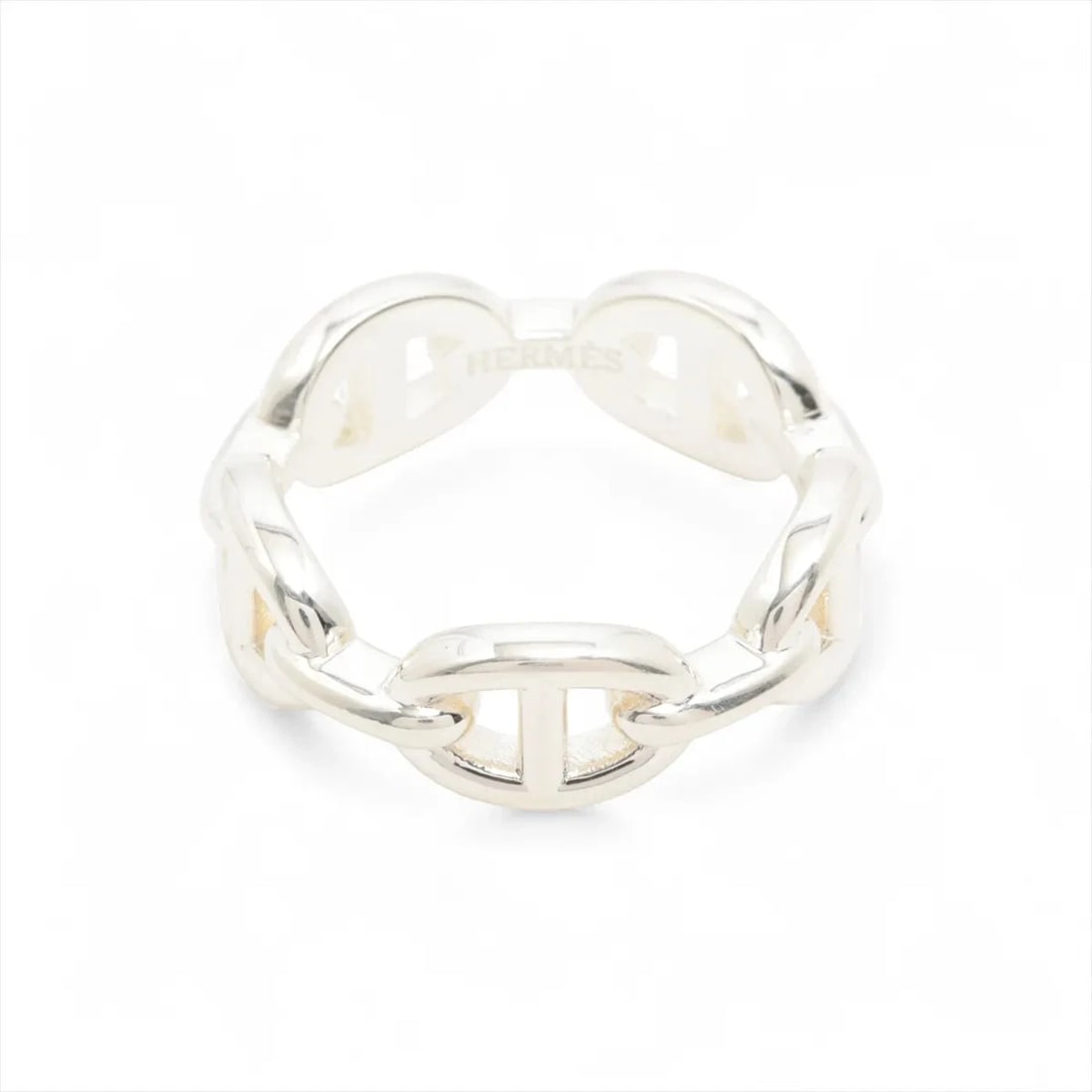 HERMES CHAINE D'ANCRE ENCHAINEE RING: Hermes Chaine d'Ancre Enchainee Ring Brand: Hermès Type/Style: Ring Material: 925 Color: Silver Size: 7.25 US Accessories: None Accessories Notice: When purchasing pre-owned goods, please refer to