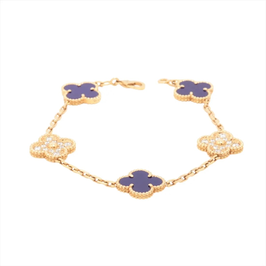 VAN CLEEF & ARPELS ALHAMBRA 5P SABLE DIAMOND BRACELET: Van Cleef & Arpels Alhambra 5P Sable diamond Bracelet Brand: Van Cleef & Arpels Type/Style: Bracelet Material: 18k Yellow Gold, Main Stone/Creation Natural Color: Not Specified Size: (CM) Bracelet len