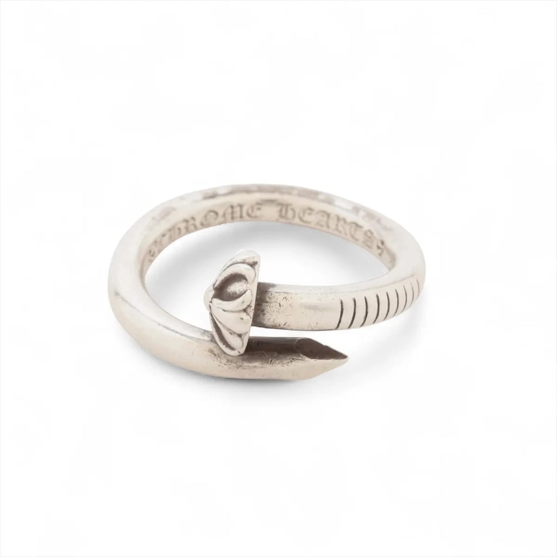 CHROME HEARTS NAIL CROSS BALL RING: Chrome Hearts nail cross ball Ring Brand: Chrome Hearts Type/Style: Ring Material: 925 Color: Not Specified Size: 7.75 - 8 US Accessories: None Accessories Notice: When purchasing pre-owned goods,