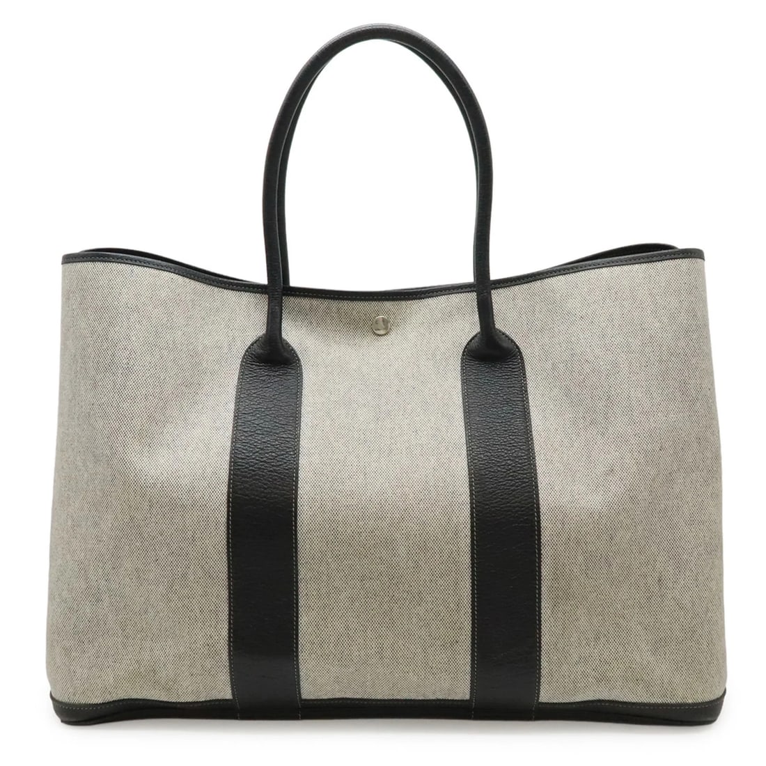 HERMES GARDEN PM TOTE BAG, SHOULDER HANDBAG: HERMES Garden PM Tote Bag, Shoulder Handbag Brand: Hermes Type/Style: Handbag, Shoulder bag, Tote bag Material: Toile H , Leather Color: Black, Gray Size: (HxWxD) 26cm x 36cm x 17cm / 10.23'' x 14.17'