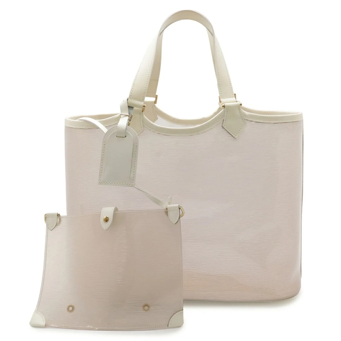 LOUIS VUITTON EPI PLAGE LAGOON BAY TOTE BAG: LOUIS VUITTON Epi Plage Lagoon Bay Tote Bag Brand: Louis Vuitton Type/Style: Tote bag Material: Vinyl , Leather Color: Coconut Size: (HxWxD) 30cm x 39.5cm x 18cm / 11.81'' x 15.55'' x 7.08'' Acces
