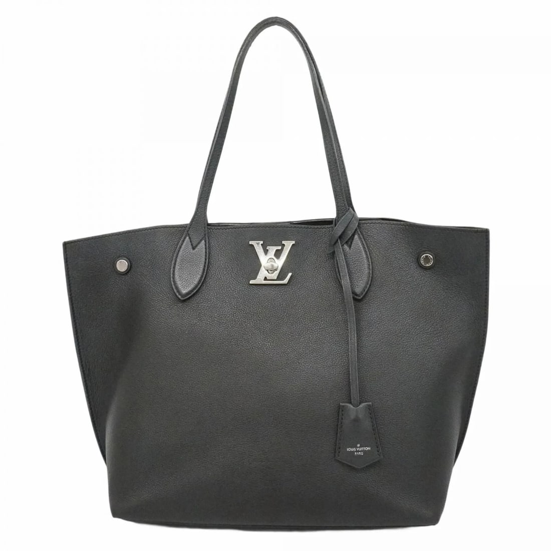 LOUIS VUITTON LOCKME GO TOTE BAG NOIR: Louis Vuitton Lockme Go Tote Bag Noir Brand: Louis Vuitton Type/Style: Tote Bag Material: None Color: Noir Size: (HxWxD) 30cm x 31cm x 15cm / 11.81'' x 12.2'' x 5.9'' Accessories: None Acc