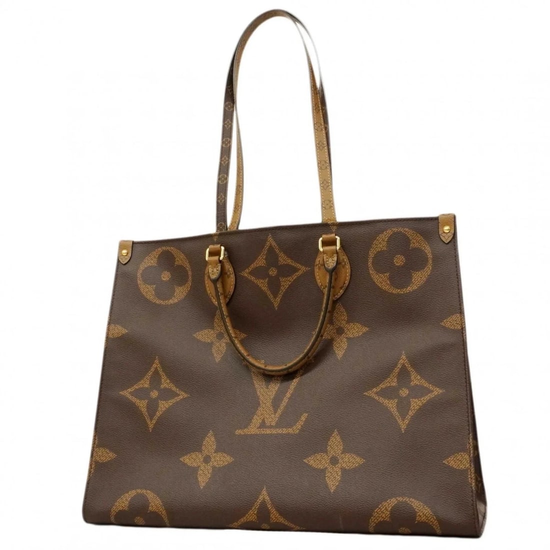 LOUIS VUITTON MONOGRAM GIANT REVERSE ONTHEGO GM TOTE BAG: Louis Vuitton Monogram Giant Reverse OnTheGo GM Tote Bag Brand: Louis Vuitton Type/Style: Tote bag Material: None Color: Brown Size: (HxWxD) 32cm x 41cm x 17cm / 12.59'' x 16.14'' x 6.69'' Accesso