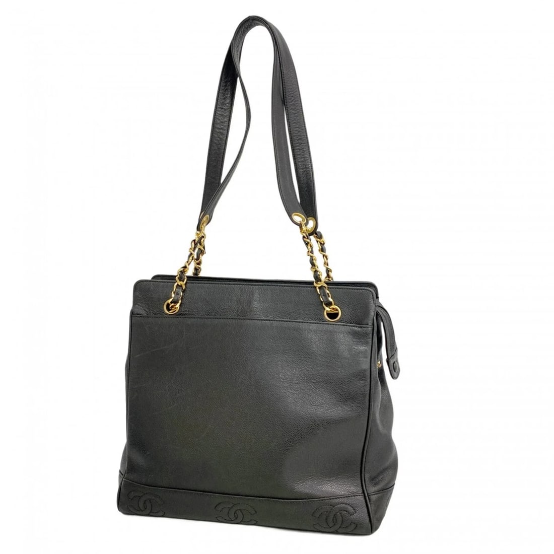 CHANEL TRIPLE COCO CHAIN SHOULDER BAG: Chanel Triple Coco Chain Shoulder Bag Brand: Chanel Type/Style: Shoulder bag Material: Grained Calfskin Color: Black Size: (HxWxD) 30cm x 31cm x 11cm / 11.81'' x 12.2'' x 4.33'' Accessories: None