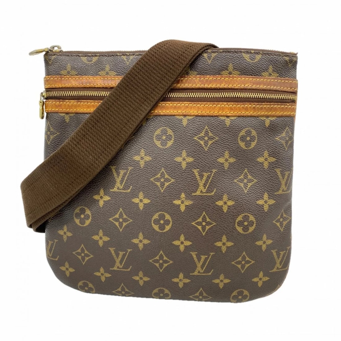 LOUIS VUITTON MONOGRAM POCHETTE BOSPHORE SHOULDER BAG: Louis Vuitton Monogram Pochette Bosphore Shoulder Bag Brand: Louis Vuitton Type/Style: Shoulder bag Material: none Color: Brown Size: (HxWxD) 25.5cm x 25.5cm x 2cm / 10.03'' x 10.03'' x 0.78'' Acc