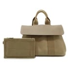 HERMES VALPARAISO PM HANDBAG TOTE BAG: HERMES Valparaiso PM Handbag Tote Bag Brand: Hermes Type/Style: Handbag, Tote bag Material: Toile chevron , Leather Color: Etoupe gray Size: (HxWxD) 21cm x 30.5cm x 13.5cm / 8.26'' x 12'' x 5.31''