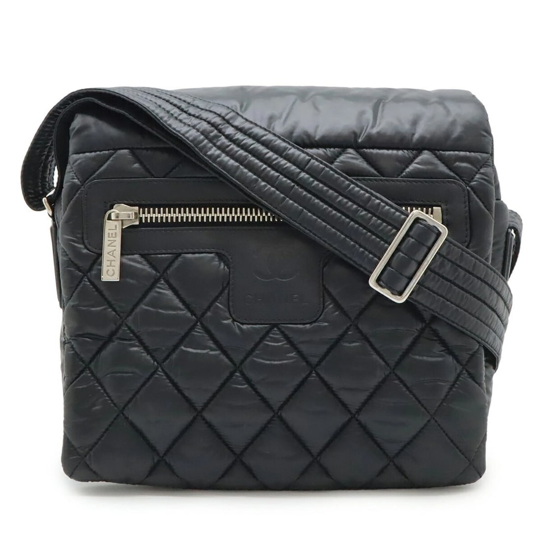 CHANEL COCO COCOON MATELASSE SMALL SHOULDER BAG: CHANEL Coco Cocoon Matelasse Small Shoulder Bag Brand: Chanel Type/Style: Messenger bag, Shoulder bag Material: Nylon , Leather Color: Black Size: (HxWxD) 22.5cm x 24cm x 11cm / 8.85'' x 9.44'' x 4.33