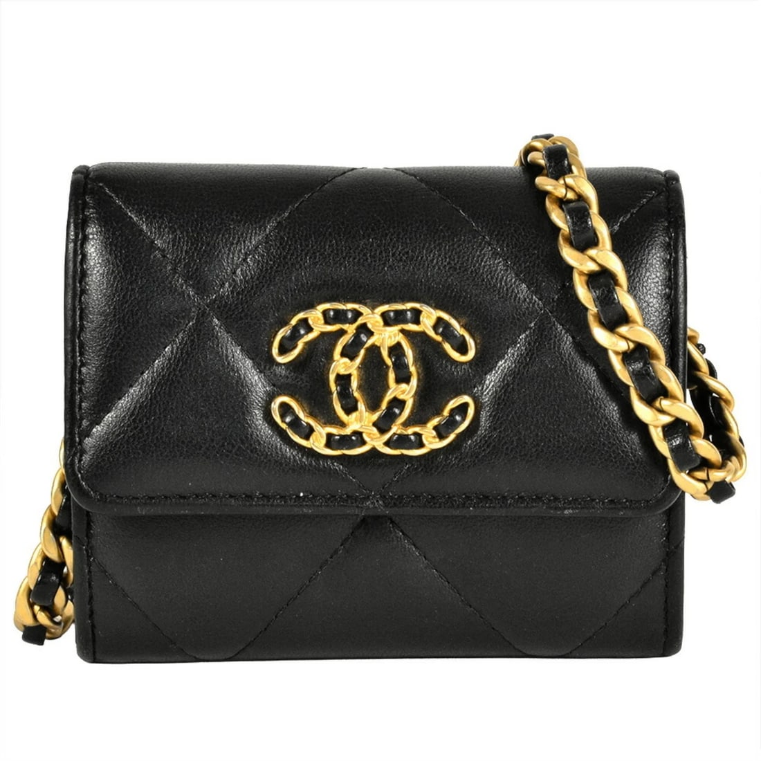 CHANEL MINI CHAIN WALLET SHOULDER BAG: CHANEL Mini Chain Wallet Shoulder Bag Brand: Chanel Type/Style: Shoulder bag Material: Leather Color: Black Size: (HxWxD) 9cm x 10cm x 2.5cm / 3.54'' x 3.93'' x 0.98'' Accessories: None Accessories