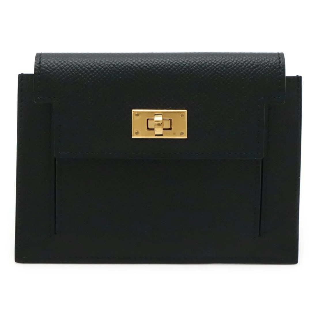 HERMES KELLY POCKET COMPACT WALLET/COIN PURSE: HERMES Kelly Pocket Compact Wallet/Coin Purse Brand: Hermes Type/Style: Type Coin purse/coin case Material: Epsom leather Color: Black Size: (HxWxD) 10cm x 13cm / 3.93'' x 5.11'' Accessories: None