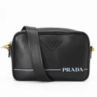 PRADA TRIANGLE SHOULDER BAG, LEATHER, BLACK: PRADA Triangle Shoulder Bag, Leather, Black Brand: Prada Type/Style: Shoulder bag Material: Leather Color: Black Size: (HxWxD) 13.5cm x 21cm x 7cm / 5.31'' x 8.26'' x 2.75'' Accessories: None