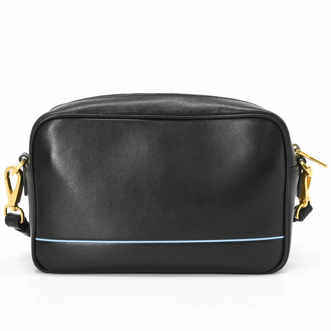 PRADA TRIANGLE SHOULDER BAG, LEATHER, BLACK - 2