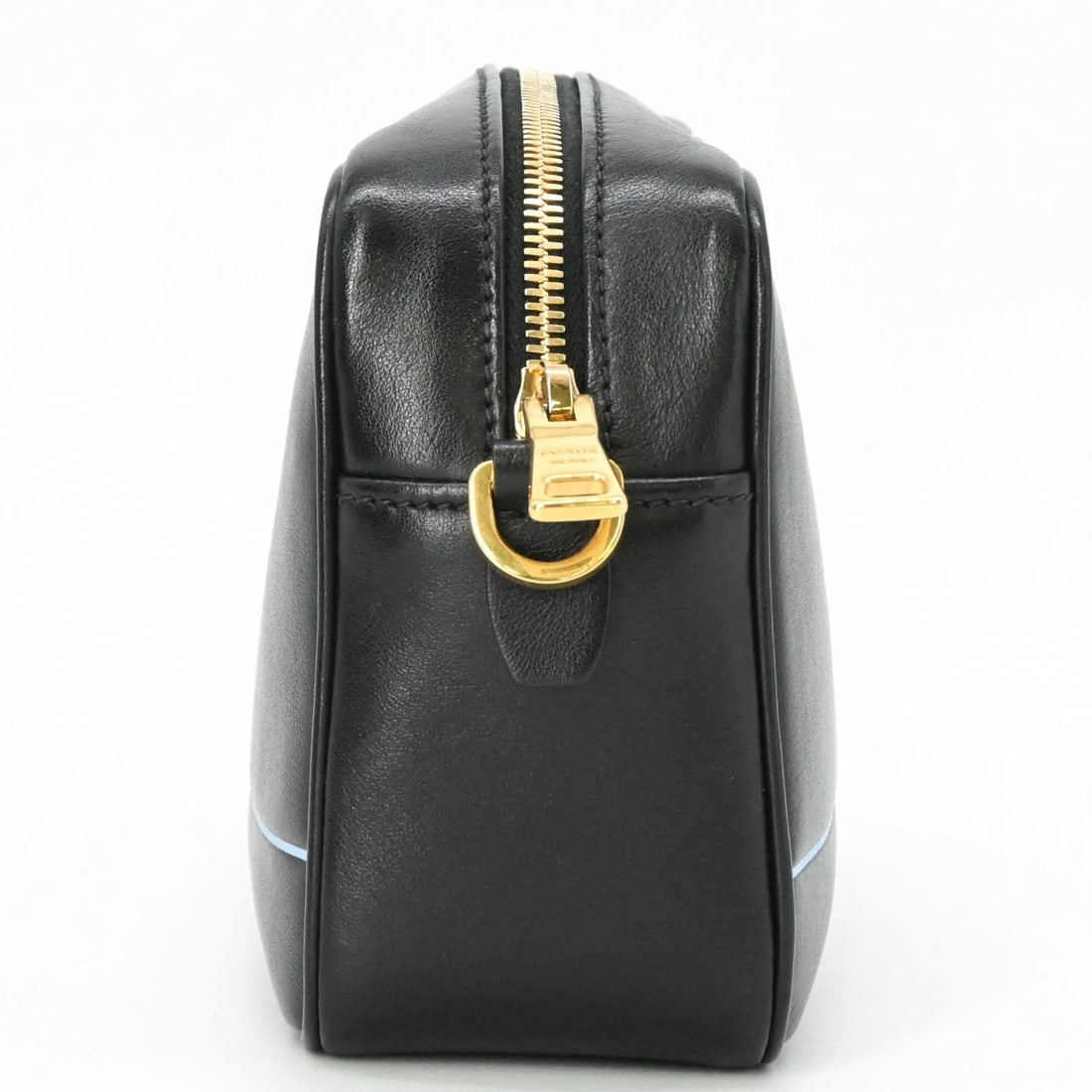 PRADA TRIANGLE SHOULDER BAG, LEATHER, BLACK - 3