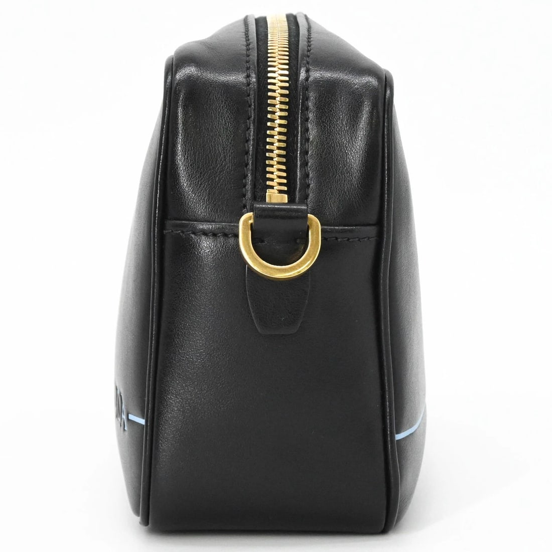 PRADA TRIANGLE SHOULDER BAG, LEATHER, BLACK - 4