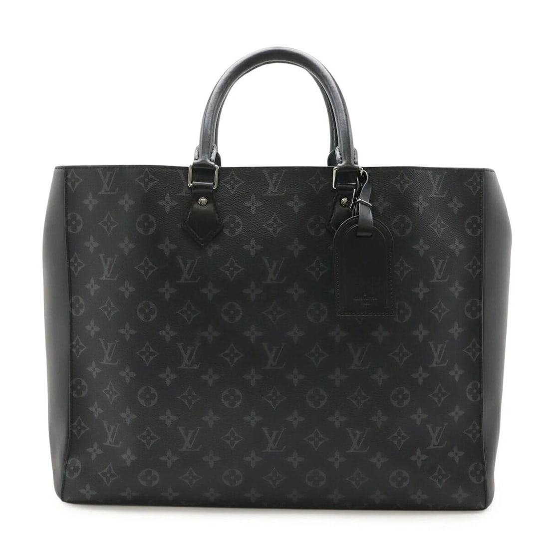 LOUIS VUITTON MONOGRAM ECLIPSE GRAND SAC TOTE BAG: LOUIS VUITTON Monogram Eclipse Grand Sac Tote Bag Brand: Louis Vuitton Type/Style: Handbag, Pouch, Tote bag Material: Monogram Eclipse , PVC , Coated canvas , Leather Color: Black, Gray Size: (HxWxD) 