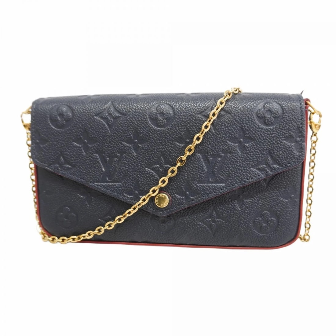 LOUIS VUITTON MONOGRAM EMPREINTE POCHETTE FELICIE: Louis Vuitton Monogram Empreinte Pochette Felicie Brand: Louis Vuitton Type/Style: Type Chain/Shoulder wallet Material: none Color: Marine rouge Size: (HxWxD) 12.5cm x 21.5cm x 3cm / 4.92'' x 8.46''