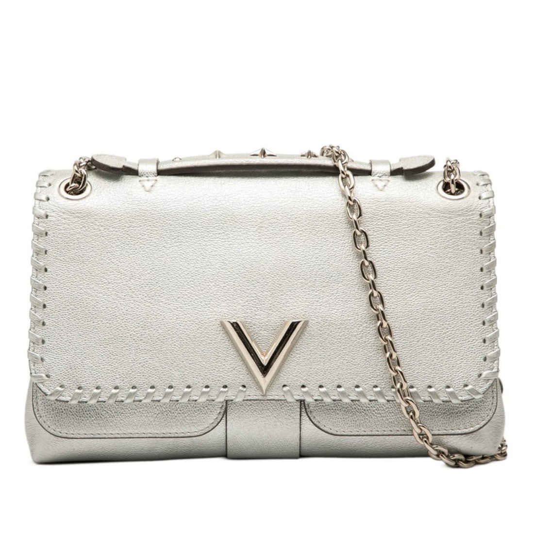 LOUIS VUITTON VERY LINE CHAIN SHOULDER BAG: Louis Vuitton Very Line Chain Shoulder Bag Brand: Louis Vuitton Type/Style: Shoulder bag Material: Leather Color: Argent, Silver Size: (HxWxD) 15cm x 24.5cm x 8cm / 5.9'' x 9.64'' x 3.14'' Accesso