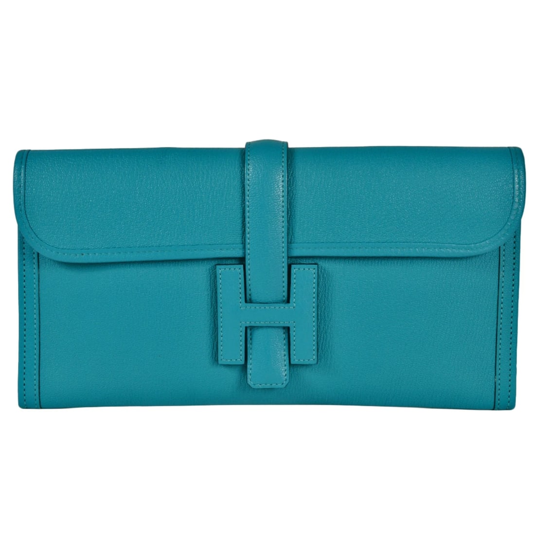 HERMES JIGE ELAN 29 CLUTCH BAG: Hermes Jige Elan 29 Clutch Bag Brand: Hermes Type/Style: Clutch bag Material: Chevre leather Color: Blue Size: (HxWxD) 15cm x 29cm x 2cm / 5.9'' x 11.41'' x 0.78'' Accessories: None Access