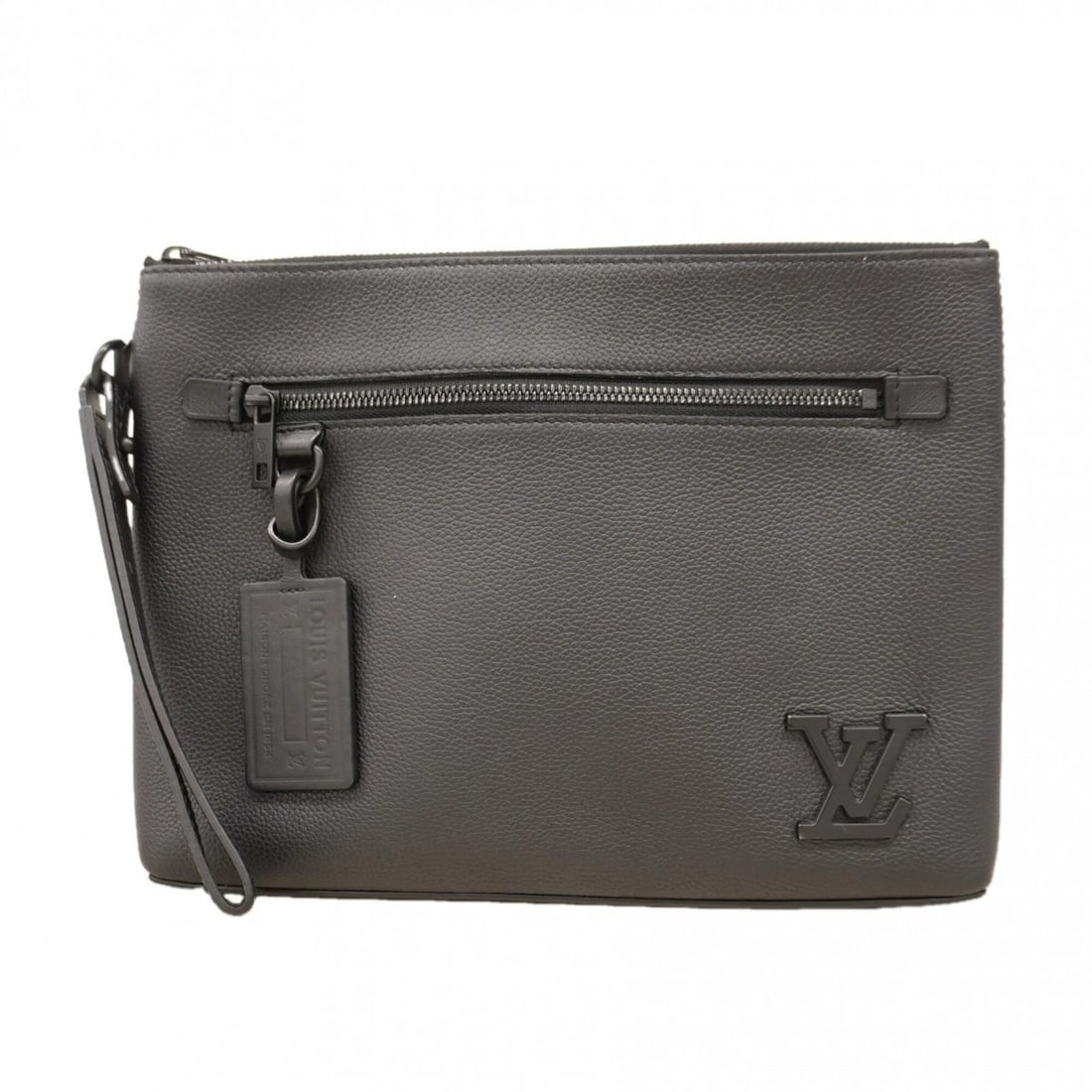 LOUIS VUITTON AEROGRAM POCHETTE IPAD CLUTCH BAG: Louis Vuitton Aerogram Pochette iPad Clutch Bag Brand: Louis Vuitton Type/Style: Clutch bag Material: none Color: Noir Size: (HxWxD) 21.5cm x 28cm x 4.5cm / 8.46'' x 11.02'' x 1.77'' Accessories: