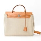 HERMES AIRBAG PM TOILE GM SHOULDER HANDBAG: Hermes Airbag PM Toile GM Shoulder Handbag Brand: Hermes Type/Style: Handbag Material: Canvas , Leather Color: Beige, Brown Size: (HxWxD) 27cm x 30cm x 10.5cm / 10.62'' x 11.81'' x 4.13''
