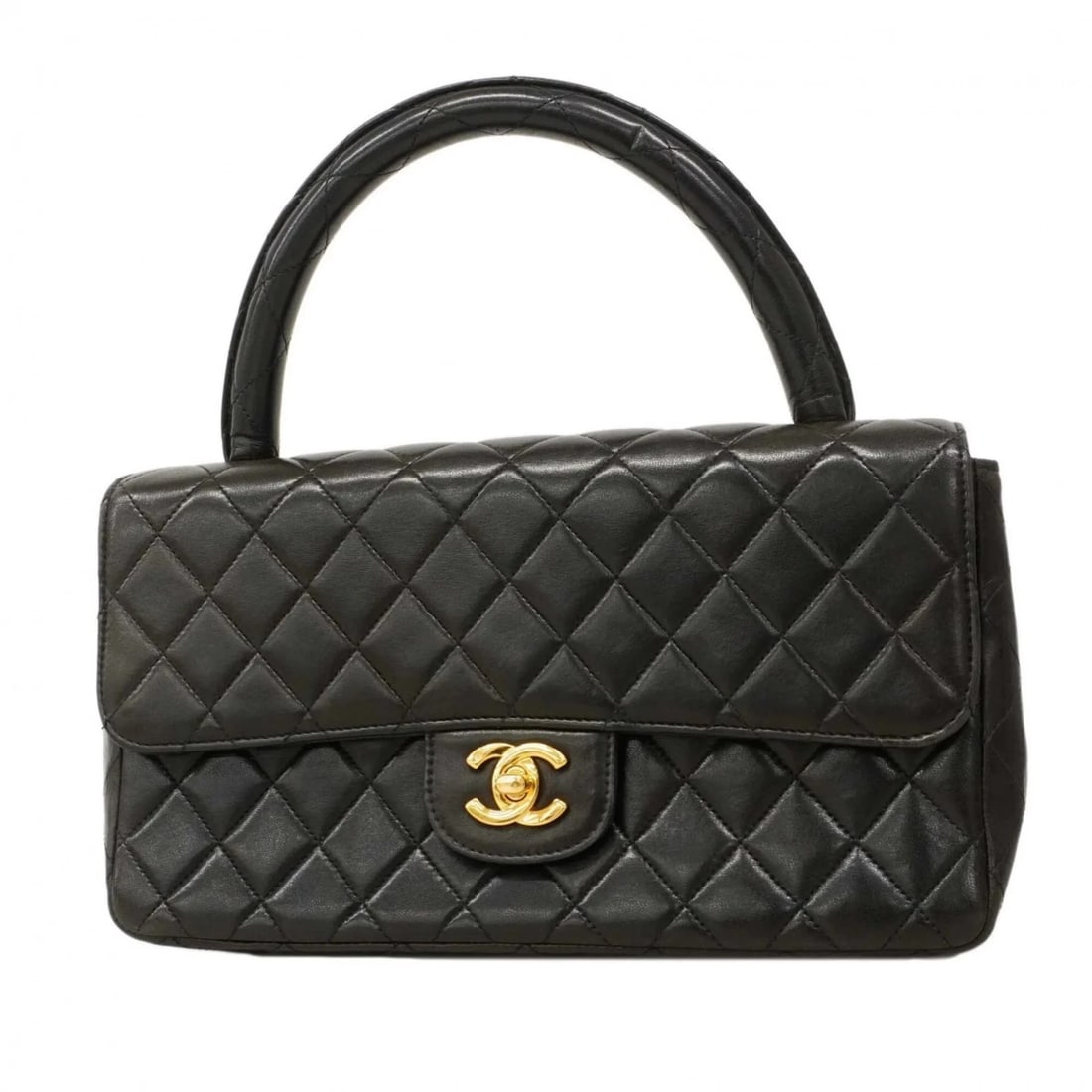 CHANEL MATELASSÉ HANDBAG, LAMBSKIN: Chanel Matelassé handbag, lambskin Brand: Chanel Type/Style: Handbag Material: Leather Color: Black Size: (HxWxD) 16cm x 25.5cm x 6.5cm / 6.29'' x 10.03'' x 2.55'' Accessories: None Access