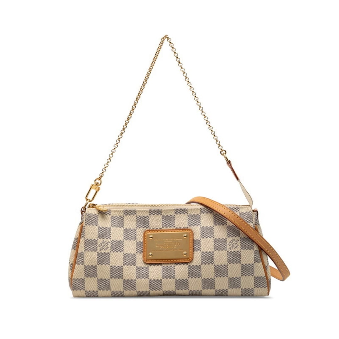 LOUIS VUITTON DAMIER AZUR EVA CHAIN SHOULDER BAG HANDBAG: Louis Vuitton Damier Azur Eva Chain Shoulder Bag Handbag Brand: Louis Vuitton Type/Style: Handbag, Shoulder bag Material: PVC , Leather Color: White Size: (HxWxD) 13cm x 24.5cm x 3.5cm / 5.11'' x