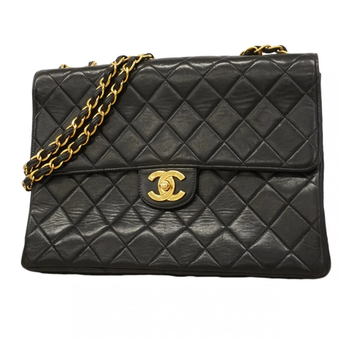 CHANEL SHOULDER BAG, LARGE MATELASSÉ: Chanel Shoulder Bag, Large Matelassé Brand: Chanel Type/Style: Shoulder bag Material: Leather Color: Black Size: (HxWxD) 22cm x 30cm x 8.5cm / 8.66'' x 11.81'' x 3.34'' Accessories: None A