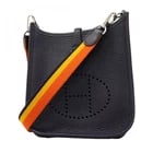 HERMES EVELYNE TPM SHOULDER BAG, TAURILLON CLEMENCE: Hermes Evelyne TPM Shoulder Bag, Taurillon Clemence Brand: Hermes Type/Style: Shoulder bag Material: Taurillon clemence leather Color: Navy Size: (HxWxD) 18cm x 16.5cm x 5.5cm / 7.08'' x 6.49'' x