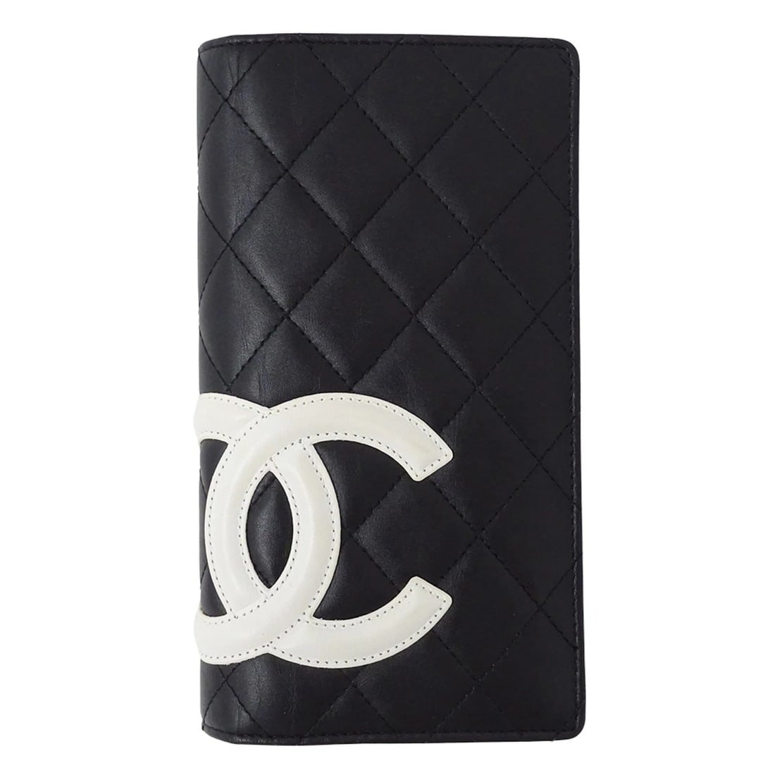CHANEL CAMBON WOMEN'S LONG WALLET: Chanel Cambon Women's Long Wallet Brand: Chanel Type/Style: Type Long wallet (bi-fold) Material: Leather Color: Black Size: (HxWxD) 18.5cm x 10cm x 3cm / 7.28'' x 3.93'' x 1.18'' Accessories: None