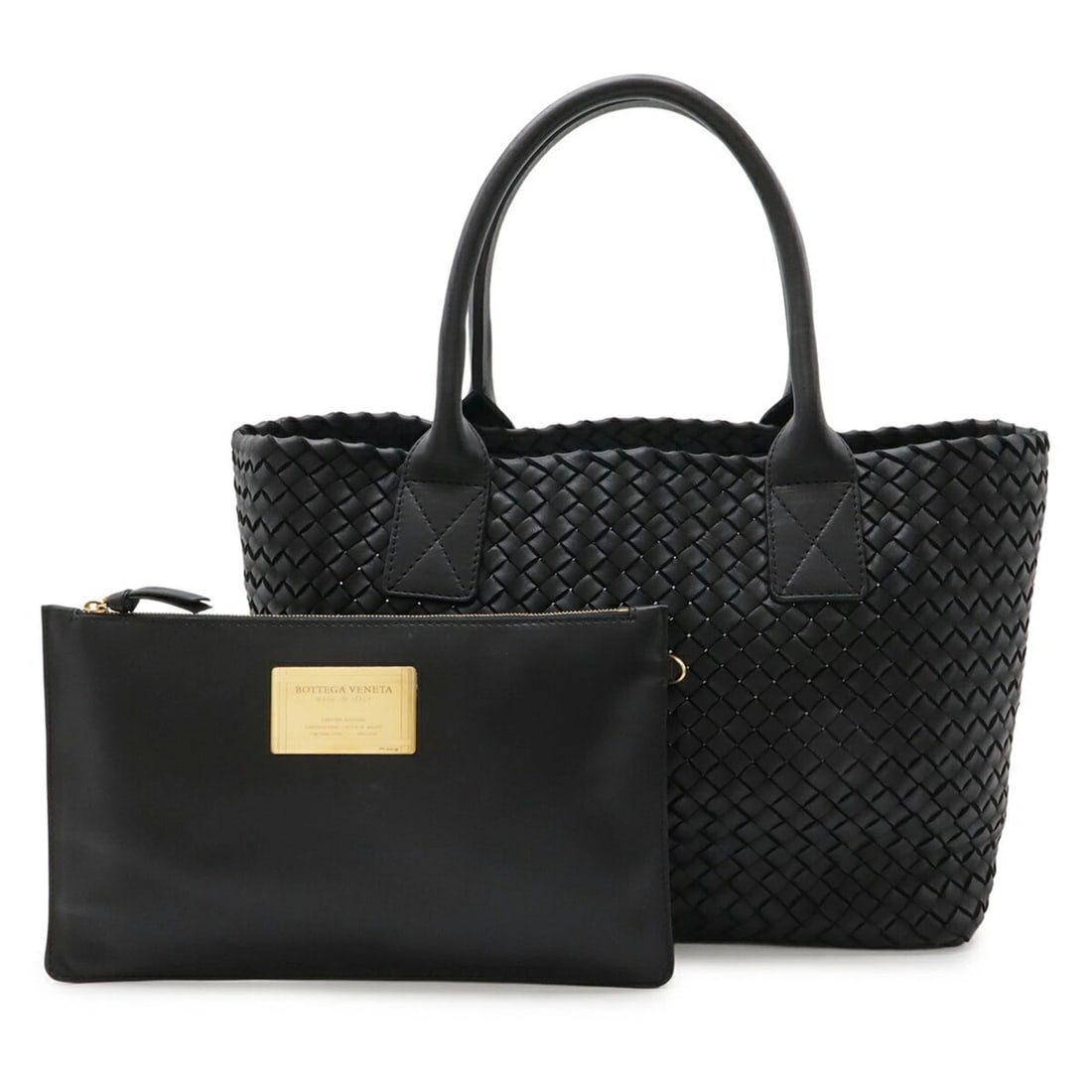 BOTTEGA VENETA INTRECCIATO CABAS PM TOTE BAG: BOTTEGA VENETA Intrecciato Cabas PM Tote Bag Brand: Bottega Veneta Type/Style: Shoulder bag, Tote bag Material: Leather Color: Black Size: (HxWxD) 24cm x 31cm x 15cm / 9.44'' x 12.2'' x 5.9''