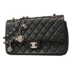 CHANEL MATELASSÉ SHOULDER BAG WITH DOUBLE CHAIN: Chanel Matelassé Shoulder Bag with Double Chain Brand: Chanel Type/Style: Shoulder bag Material: Leather Color: Black Size: (HxWxD) 16.5cm x 25cm x 6.5cm / 6.49'' x 9.84'' x 2.55'' Accessories: No