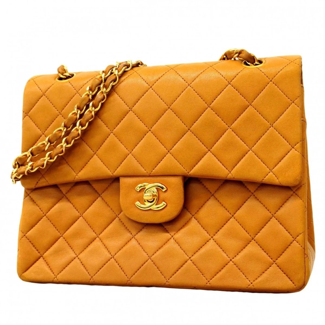 CHANEL MATELASSÉ SHOULDER BAG, DOUBLE FLAP: Chanel Matelassé Shoulder Bag, Double Flap Brand: Chanel Type/Style: Shoulder bag Material: Leather Color: Brown Size: (HxWxD) 20cm x 25cm x 7.5cm / 7.87'' x 9.84'' x 2.95'' Accessories: None
