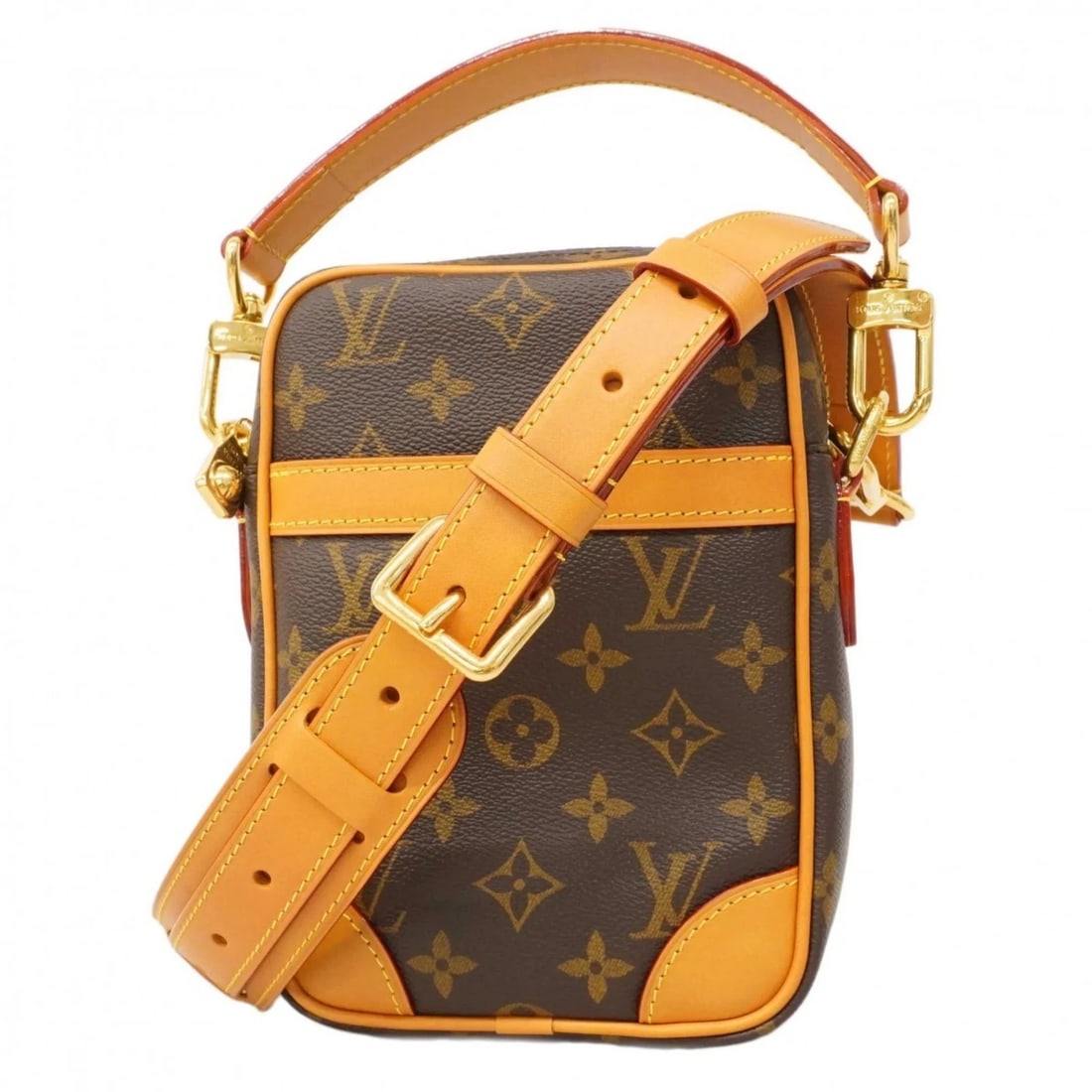 LOUIS VUITTON MONOGRAM DANUBE HANDBAG: Louis Vuitton Monogram Danube Handbag Brand: Louis Vuitton Type/Style: Handbag Material: none Color: Brown Size: (HxWxD) 20.5cm x 14.5cm x 5cm / 8.07'' x 5.7'' x 1.96'' Accessories: None A
