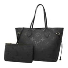 LOUIS VUITTON MONOGRAM EMPREINTE NEVERFULL MM TOTE BAG: Louis Vuitton Monogram Empreinte Neverfull MM Tote Bag Brand: Louis Vuitton Type/Style: Tote bag Material: none Color: Noir Size: (HxWxD) 29cm x 32cm x 16cm / 11.41'' x 12.59'' x 6.29'' Accessories: