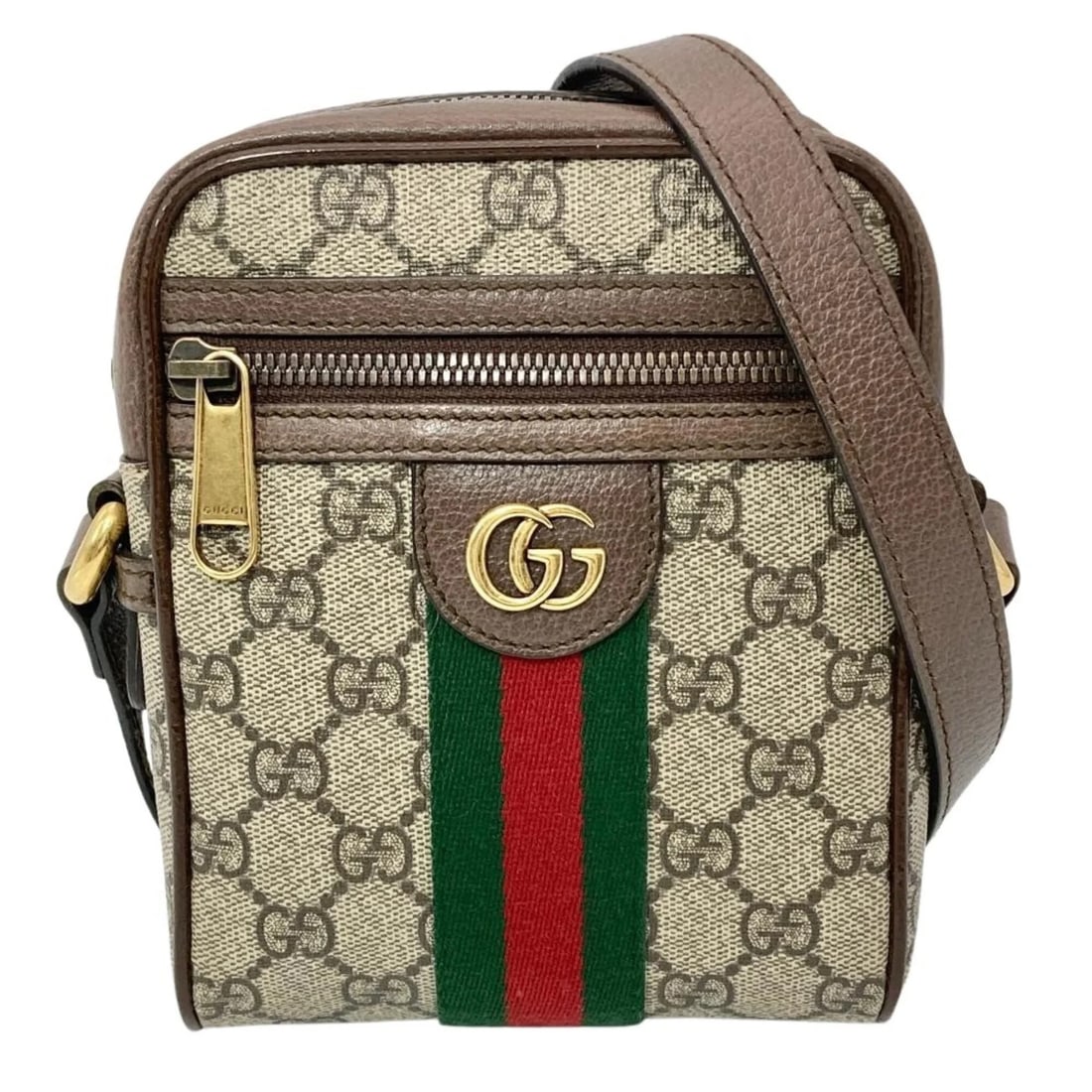 GUCCI OPHIDIA MINI MESSENGER BAG SHOULDER: Gucci Ophidia Mini Messenger Bag Shoulder Brand: Gucci Type/Style: Messenger bag, Shoulder bag Material: GG Supreme Color: Beige Size: (HxWxD) 18cm x 14cm x 5.5cm / 7.08'' x 5.51'' x 2.16''
