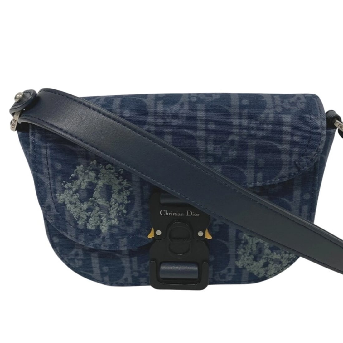 CHRISTIAN DIOR OBLIQUE GALLOP SHOULDER BAG: Christian Dior Oblique Gallop Shoulder Bag Brand: Christian Dior Type/Style: Shoulder bag Material: Canvas , Leather Color: Navy Size: (HxWxD) 13.5cm x 18.5cm x 5.3cm / 5.31'' x 7.28'' x 2.08'' Ac