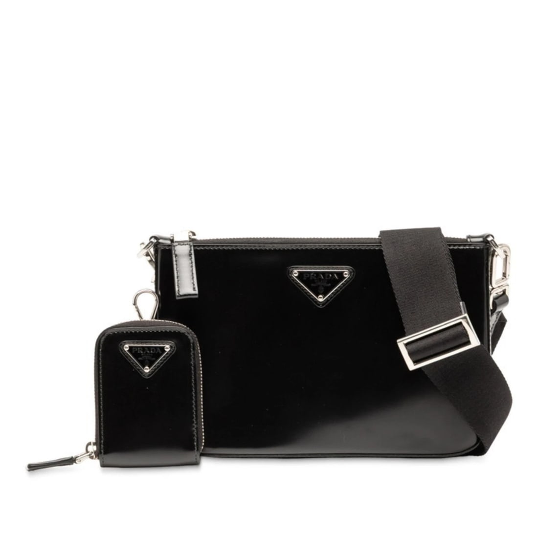 PRADA TRIANGLE LOGO PLATE SHOULDER BAG - 4