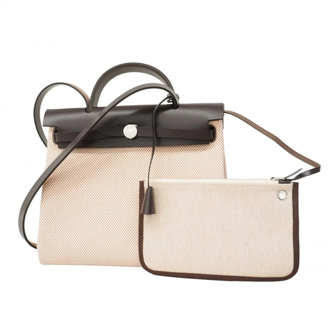 HERMES HERBAG ZIP PM TOILE GM BROWN G: Hermes Herbag Zip PM Toile GM Brown G Brand: Hermes Type/Style: Handbag Material: none Color: Brown Size: (HxWxD) 26cm x 30.5cm x 11cm / 10.23'' x 12'' x 4.33'' Accessories: None Accessories Notice:
