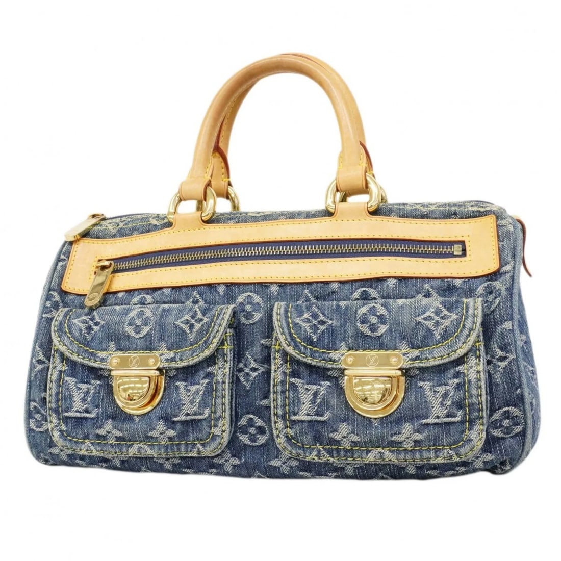 LOUIS VUITTON MONOGRAM DENIM NEO SPEEDY HANDBAG: Louis Vuitton Monogram Denim Neo Speedy Handbag Brand: Louis Vuitton Type/Style: Handbag Material: none Color: Blue Size: (HxWxD) 17cm x 32cm x 16.5cm / 6.69'' x 12.59'' x 6.49'' Accessories: None