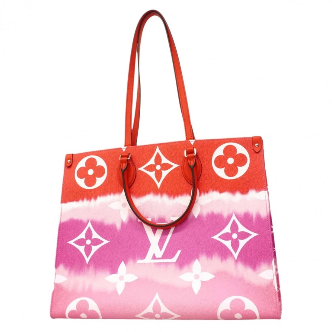 LOUIS VUITTON LV ESCALE ONTHEGO GM TOTE BAG: Louis Vuitton LV Escale OnTheGo GM Tote Bag Brand: Louis Vuitton Type/Style: Tote bag Material: none Color: Rouge Size: (HxWxD) 32cm x 41cm x 17cm / 12.59'' x 16.14'' x 6.69'' Accessories: None