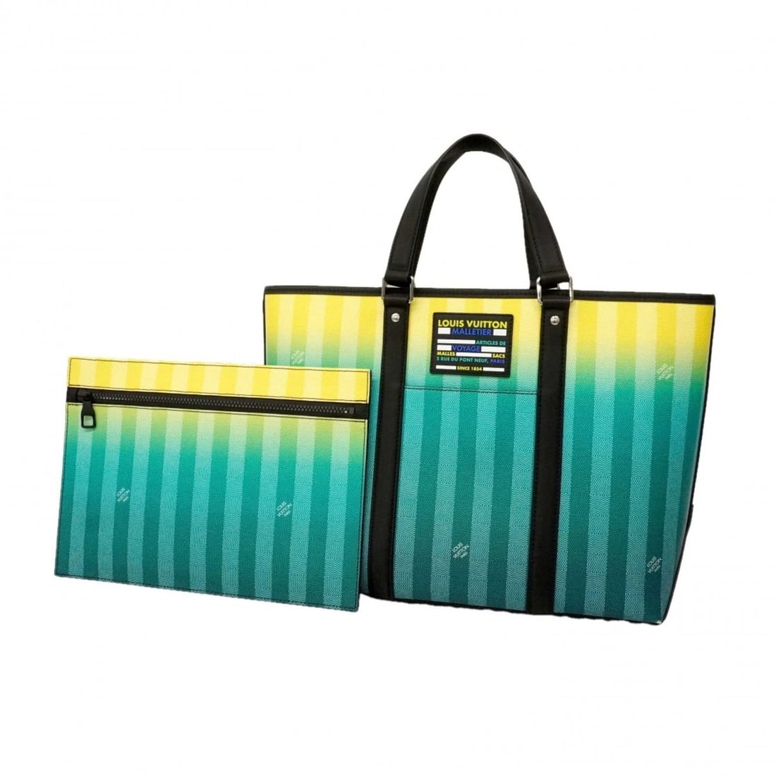 LOUIS VUITTON DAMIER STRIPE WEEKEND TOTE PM: Louis Vuitton Damier Stripe Weekend Tote PM Brand: Louis Vuitton Type/Style: Tote bag Material: none Color: Vert Size: (HxWxD) 29cm x 35cm x 13cm / 11.41'' x 13.77'' x 5.11'' Accessories: None