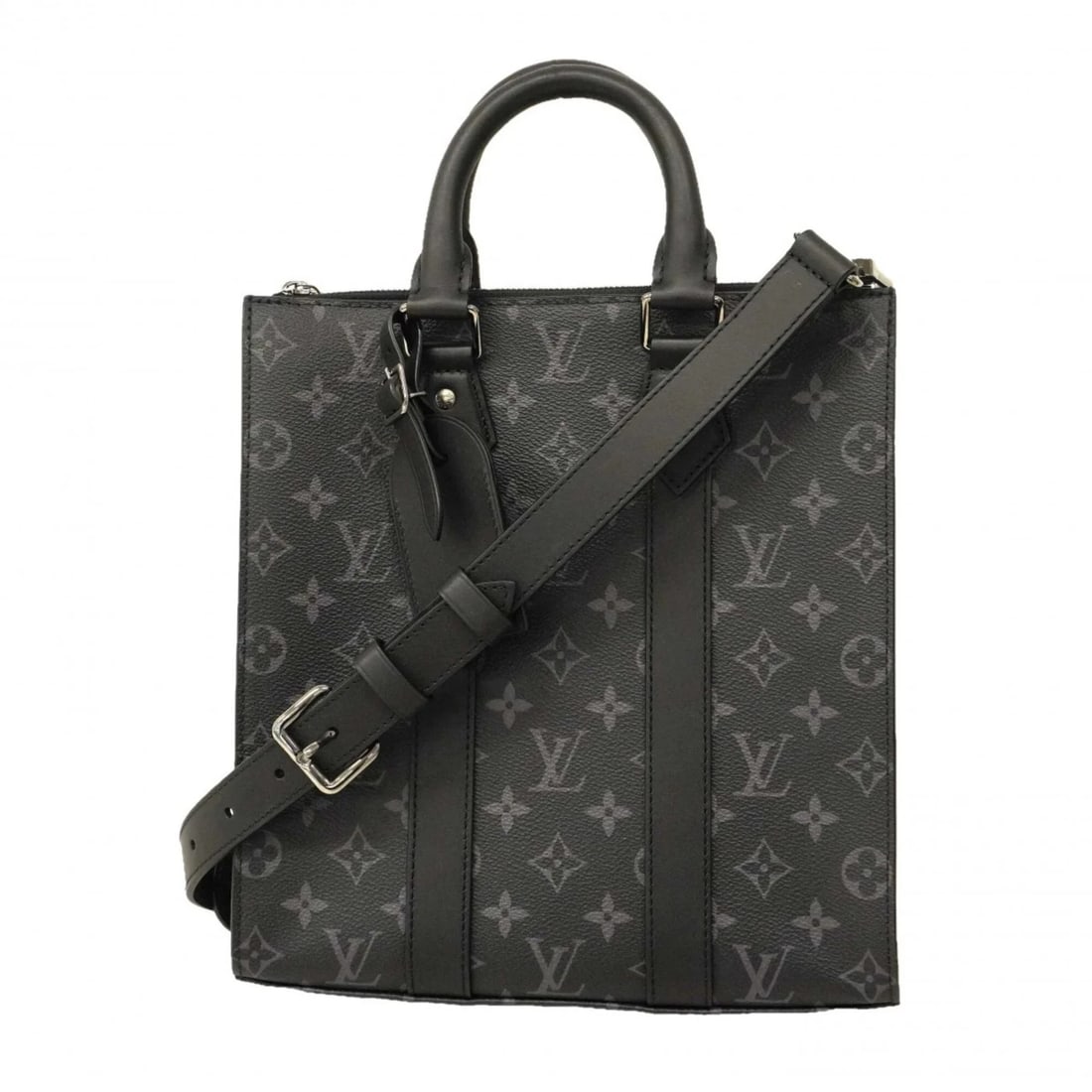 LOUIS VUITTON MONOGRAM ECLIPSE SAC PLACLOTH HANDBAG BLACK: Louis Vuitton Monogram Eclipse Sac Placloth Handbag Black Brand: Louis Vuitton Type/Style: Handbag Material: none Color: Black Size: (HxWxD) 27cm x 26cm x 6.5cm / 10.62'' x 10.23'' x 2.55'' Access