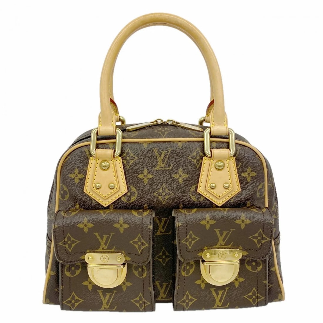 LOUIS VUITTON MONOGRAM MANHATTAN PM HANDBAG BROWN: Louis Vuitton Monogram Manhattan PM Handbag Brown Brand: Louis Vuitton Type/Style: Handbag Material: none Color: Brown Size: (HxWxD) 22cm x 29cm x 11.5cm / 8.66'' x 11.41'' x 4.52'' Accessories: N