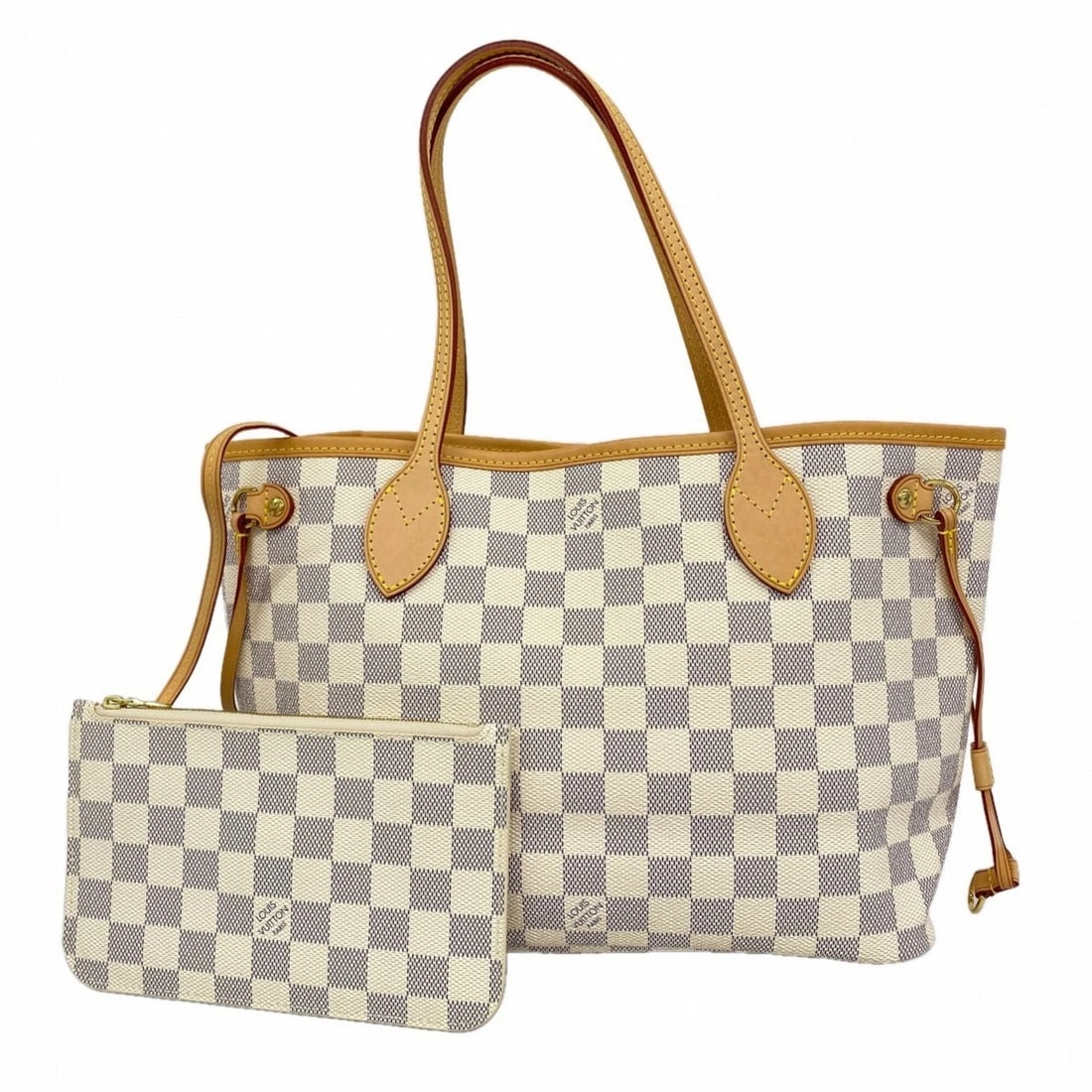 LOUIS VUITTON DAMIER AZUR NEVERFULL PM TOTE BAG: Louis Vuitton Damier Azur Neverfull PM Tote Bag Brand: Louis Vuitton Type/Style: Tote bag Material: Damier Azur Color: White Size: (HxWxD) 21.5cm x 28cm x 13cm / 8.46'' x 11.02'' x 5.11''